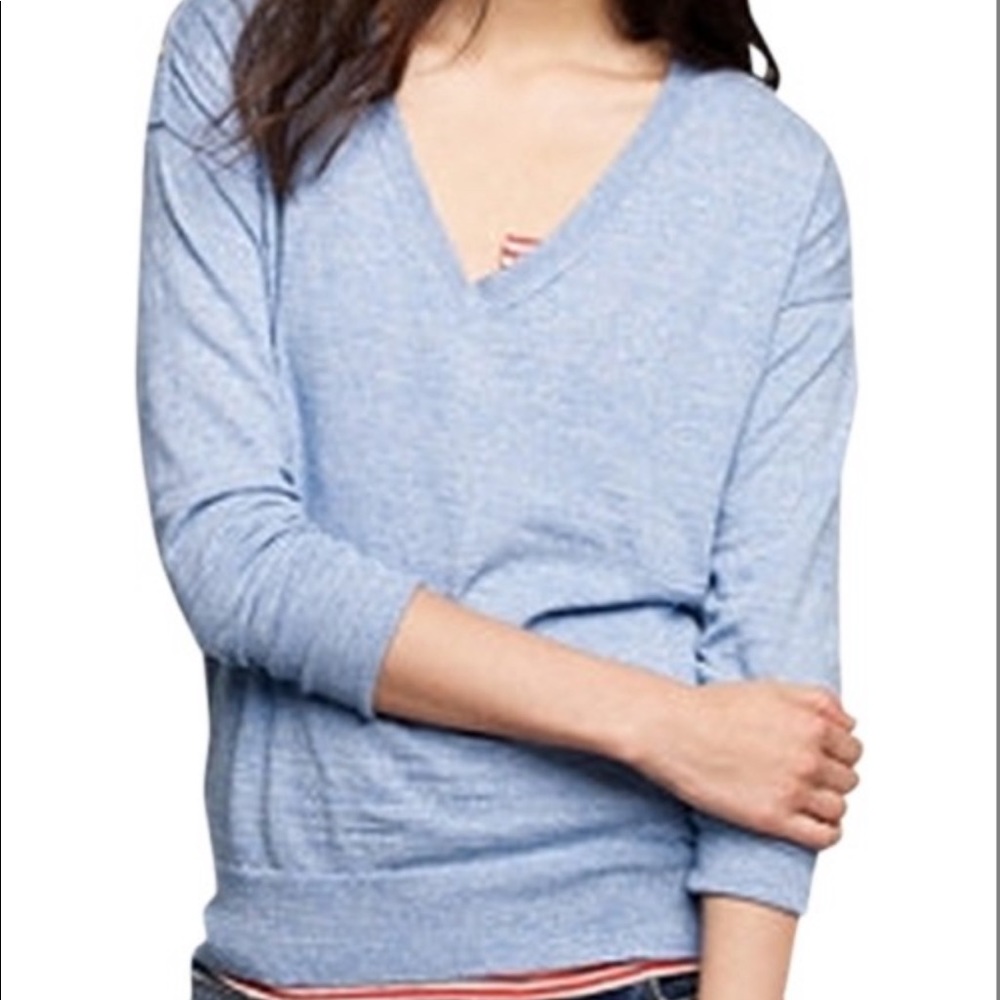J.Crew Cotton Alexi Heather Blue LS Sweater